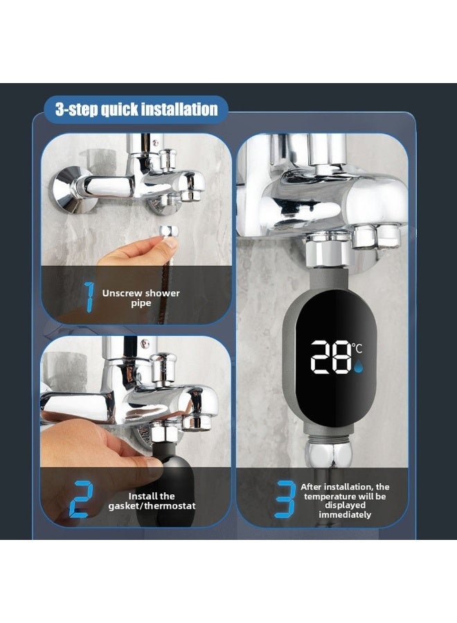 Universal LED Digital Shower Thermometer , Real-Time Water Temperature Display Gauge for Bathroom & Kitchen , Easy Install Monitor in Black - Image 2